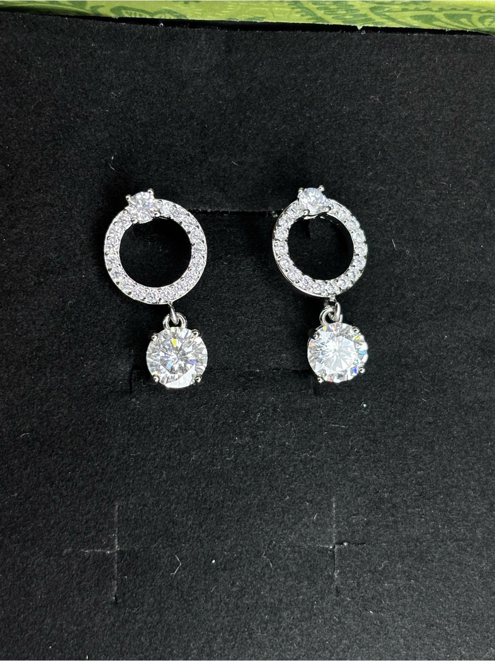 Classic Silver Tone Circle Drop Earrings moissanite